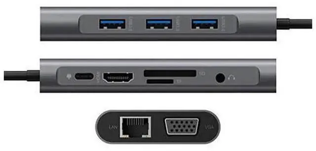 Alt view image 3 of 7 - 10-in-1 USB-C Docking Station with Gigabit Ethernet Port, Multi-Function Type-C Hub Adapter Compatible with MacBook and All USB-C Laptops