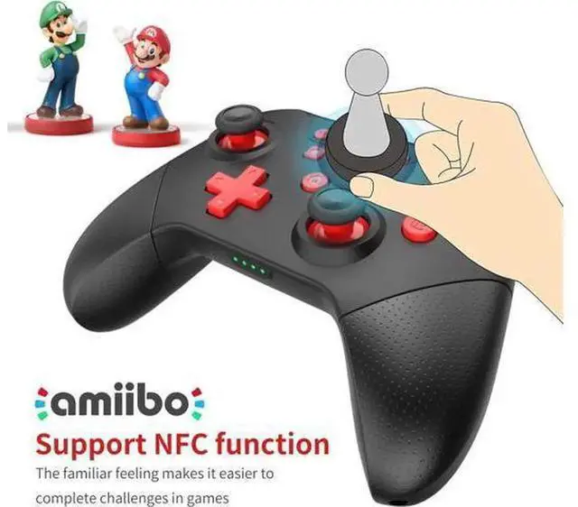 Alt view image 3 of 6 - Wireless Switch Pro Controller Black Red, Compatible with Switch/Switch Lite/Switch OLED/PC/Steam, Support Wake-Up, NFC Amiibo, Turbo, Motion Control & Dual Vibration