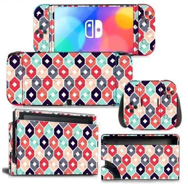 Main image of Christmas Candy Color Full Vinyl Skin Decal Kit Code 1222, Protective Sticker Film for Nintendo Switch Console, Joy-Con Controllers & Charging Dock