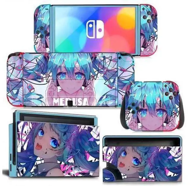 Main image of Japanese Girl Cartoon Full Vinyl Skin Decal Kit Code 1437, Protective Sticker Film for Nintendo Switch Console, Joy-Con Controllers & Charging Dock