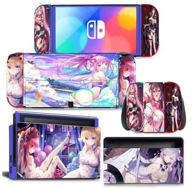 Main image of Cartoon Girl Full Vinyl Skin Decal Kit Code 1717, Protective Film Sticker for Nintendo Switch Console, Joy-Con Controllers & Charging Dock