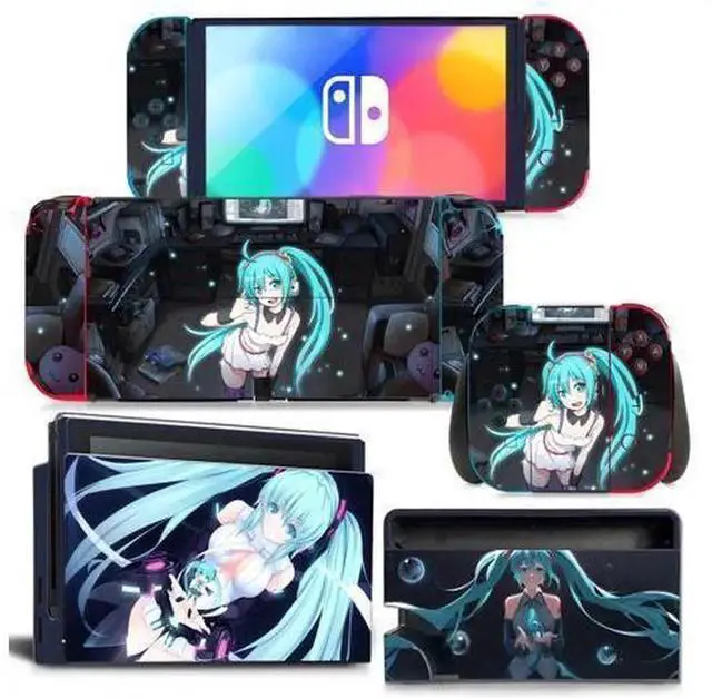 Main image of Japanese Girl Cartoon Full Vinyl Skin Decal Kit Code 1437, Protective Film Sticker for Nintendo Switch Console, Joy-Con Controllers & Charging Dock