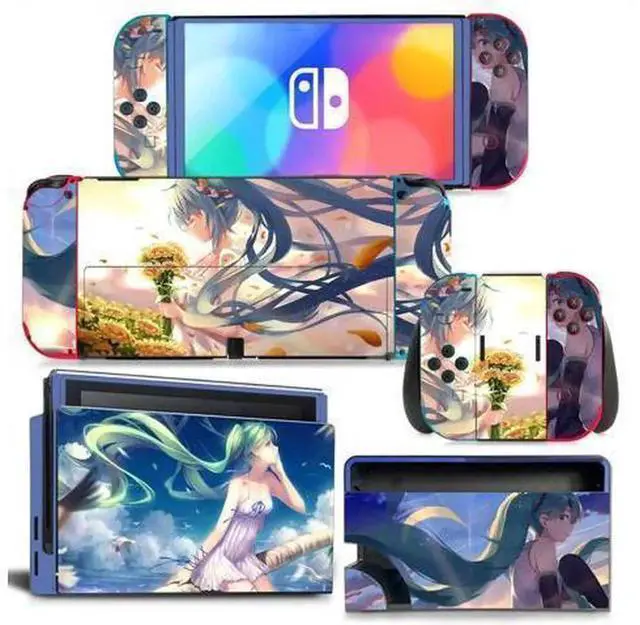 Main image of Japanese Girl Cartoon Full Vinyl Skin Decal Kit Code 1437, Protective Film for Nintendo Switch Console, Joy-Con Controllers & Charging Dock
