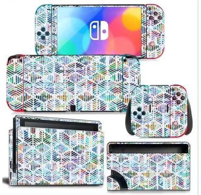 Main image of Christmas Candy Color Full Vinyl Skin Decal Kit Code 1205, Protective Sticker Film for Nintendo Switch Console, Joy-Con Controllers & Charging Dock