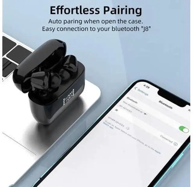 Alt view image 3 of 6 - Wireless Bluetooth 5.3 In-Ear Headphones with LED Digital Power Display, IPX7 Waterproof Touch Control Earbuds, HiFi Stereo Sound Bluetooth Earphones for Sports Workout Daily Use