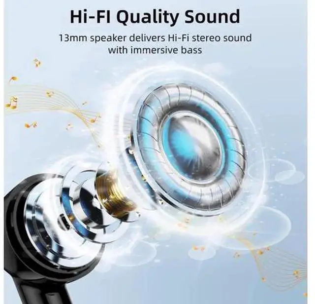 Alt view image 5 of 6 - Wireless Bluetooth 5.3 In-Ear Headphones with LED Digital Power Display, IPX7 Waterproof Touch Control Earbuds, HiFi Stereo Sound Bluetooth Earphones for Sports Workout Daily Use