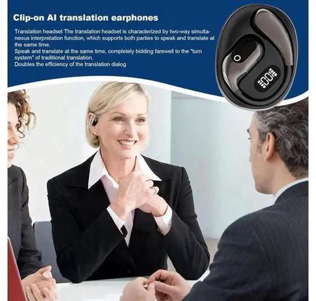 Alt view image 2 of 7 - Wireless Real-Time Translation Earbuds Portable Instant Voice Translator Headphones, Multilingual Easrbud Translation Device for International Travel, Business Meetings & Cross-Language Communication