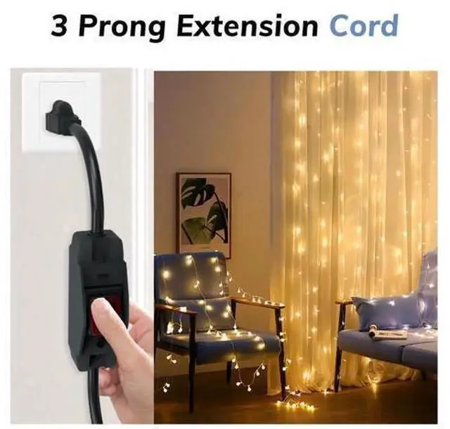 Alt view image 3 of 7 - 6FT 3-Prong Outdoor Extension Cord with Waterproof ON/Off Switch, 15A 125V 1875W Heavy Duty Grounded Black Power Cord, Weatherproof Cable for Indoor Outdoor Appliances & Power Tools