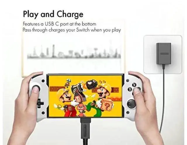 Alt view image 5 of 5 - ElecGear Enhanced Controller Grip for Nintendo Switch & Switch OLED, Wired Switch Pro Handheld Controller Compatible with Joy Con, Motion Sensor, Dual Vibration Motors, USB-C PD Play and Charge Functi