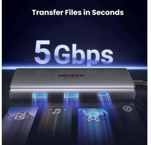 Alt view image 4 of 7 - UGREEN Revodok 206 6-in-1 USB C Docking Station, Dual Monitor Dock with Dual HDMI 4K@60Hz, Single 8K@30Hz, 100W PD Charging, 5Gbps USB-C & USB-A Data Ports, Compatible with XPS, ThinkPad Laptops