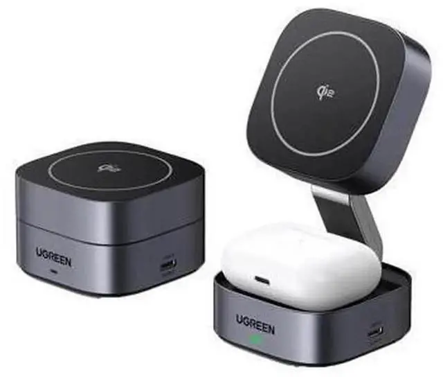 Main image of UGREEN Qi2 2-In-1 Magnetic Foldable Fast Charging Station, Gray, Wireless Charger Stand for iPhone & AirPods