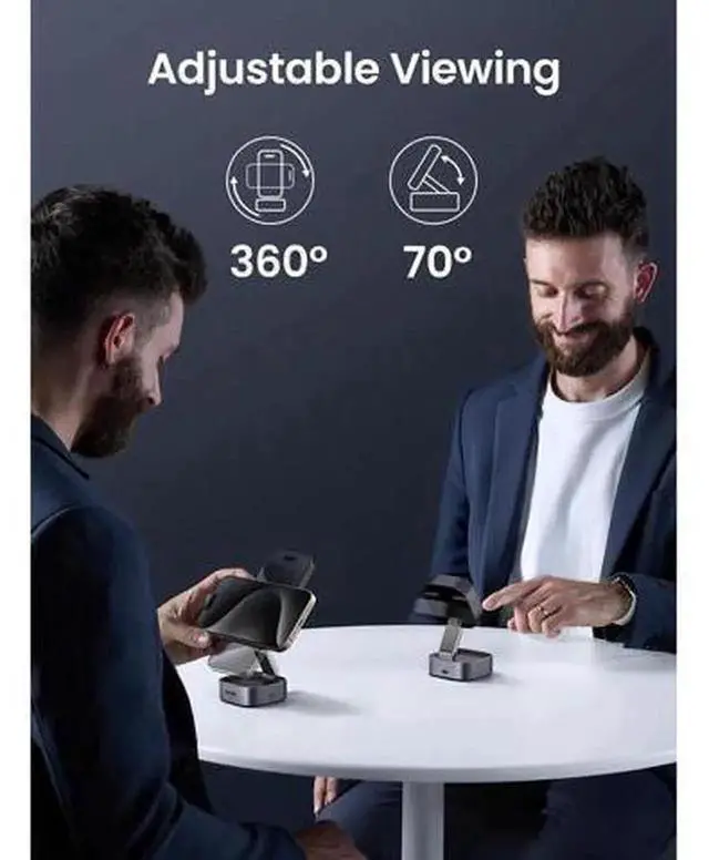 Alt view image 5 of 7 - UGREEN Qi2 2-In-1 Magnetic Foldable Fast Charging Station, Gray, Wireless Charger Stand for iPhone & AirPods