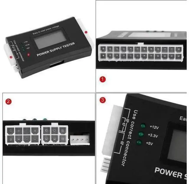 Alt view image 6 of 7 - PC Power Supply Tester with LCD Display, ATX BTX ITX Computer PSU Diagnostic Tester, Multiple Connectors Power Supply Checker, Black
