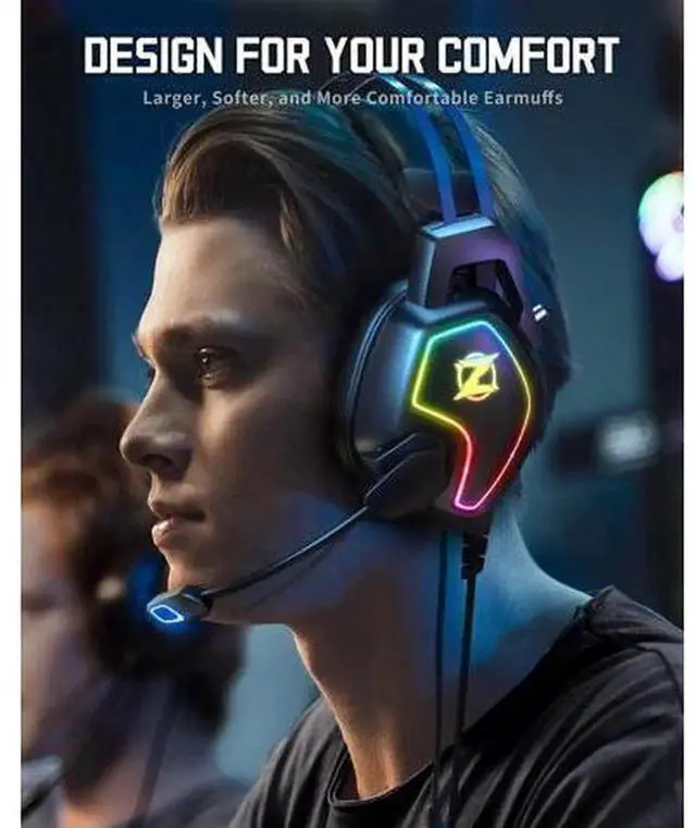 Alt view image 7 of 7 - Wired Gaming Headset Compatible with Xbox One, Series X/S, PS4, PS5, PC, Switch, Noise Cancelling Headphones with Microphone, 3.5mm Audio Jack, Auto-Adjust Headband