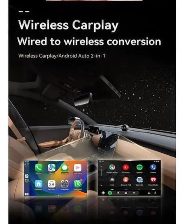 Alt view image 5 of 5 - 2025 Wireless CarPlay & Android Auto Adapter, Convert Wired to Wireless, Plug & Play Low Latency Dongle, Mini Size Compatible with iOS 10+ & iPhone 6+, Silvery