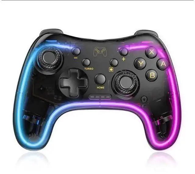 Main image of Brightup Wireless Switch Pro Controller, Compatible with Nintendo Switch/Switch Lite/Switch OLED, Gamepad with Turbo, Wake-Up Function & Adjustable LED Lights, Black