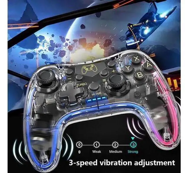 Alt view image 6 of 7 - Brightup Wireless Switch Pro Controller, Compatible with Nintendo Switch/Switch Lite/Switch OLED, Gamepad with Turbo, Wake-Up Function & Adjustable LED Lights, Black
