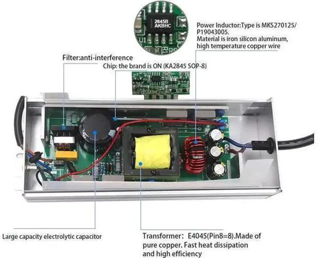 Alt view image 6 of 7 - 200W LED Power Supply, IP67 Waterproof High Power Transformer, 12V DC LED Driver Adapter for Outdoor Lighting