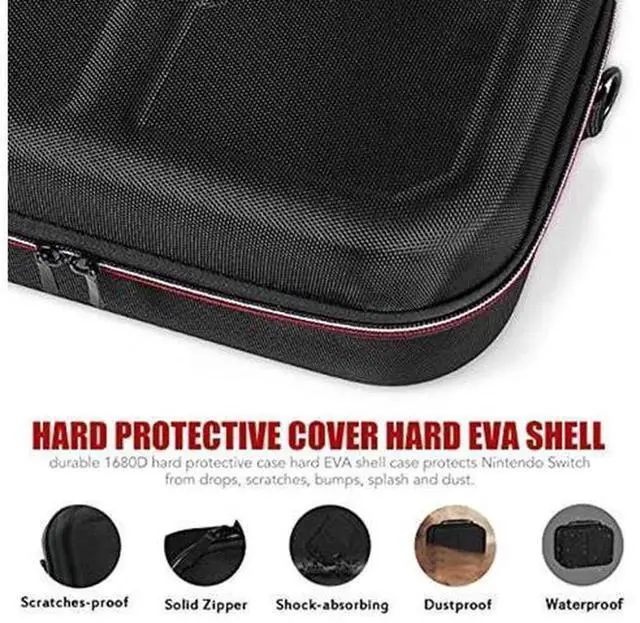 Alt view image 5 of 5 - Hard Shell Carrying Case for Nintendo Switch & Switch OLED, Large Capacity Storage Bag with 18 Game Card Slots, Holds Console, Dock, Pro Controller and Full Accessories
