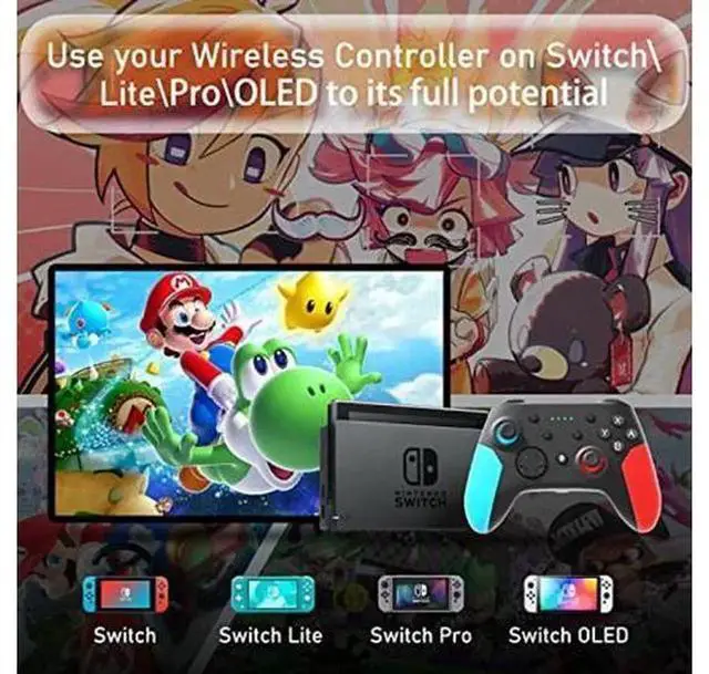 Alt view image 2 of 5 - Wireless Pro Controller for Nintendo Switch/Switch Lite/Switch OLED, Switch Gamepad Support Amiibo, Wake-Up, Screenshot & Dual Vibration Function