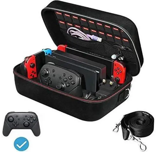 Main image of Hard Shell Carrying Case for Nintendo Switch & Switch OLED, Large Capacity Storage Bag with 18 Game Card Slots, Holds Console, Dock, Pro Controller and Full Switch Accessories
