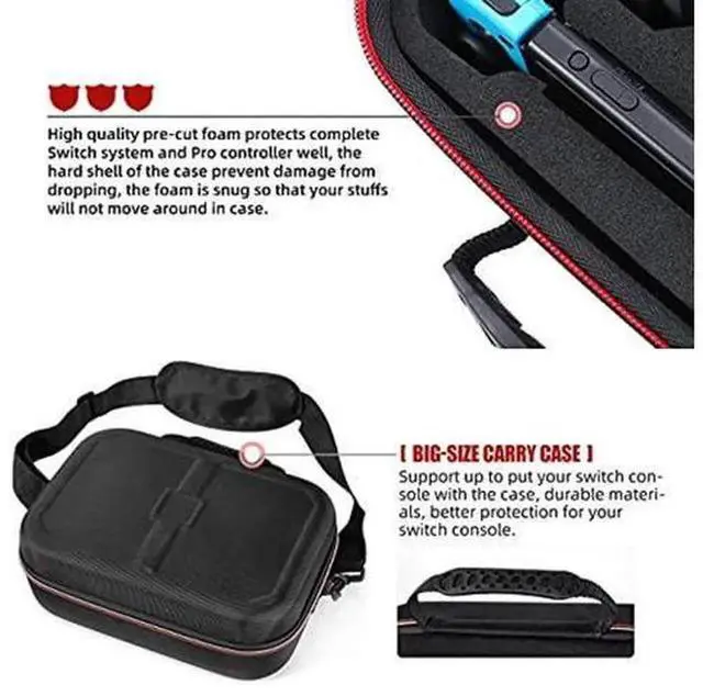 Alt view image 3 of 5 - Hard Shell Carrying Case for Nintendo Switch & Switch OLED, Large Capacity Storage Bag with 18 Game Card Slots, Holds Console, Dock, Pro Controller and Full Switch Accessories