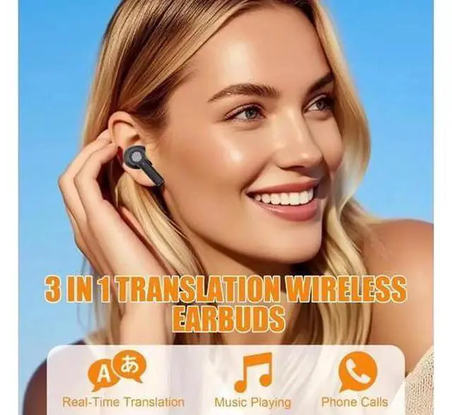 Alt view image 5 of 7 - AI Real-Time Translation Earbuds, Wireless Bluetooth Translator Earphones Support 144 Languages Two-Way Translation, English-Spanish Instant Translator Headphones for Travel, Business Meetings & Langu