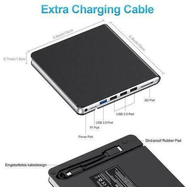 Alt view image 3 of 7 - USB 3.0 & USB C External CD DVD Drive, Portable CD/DVD Burner Reader Writer, External DVD Player Compatible with Laptop Desktop PC, Windows 11/10/8/7, MacBook, Mac OS, Linux
