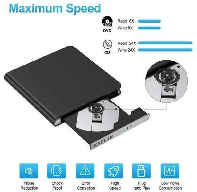 Alt view image 6 of 7 - USB 3.0 & USB C External CD DVD Drive, Portable CD/DVD Burner Reader Writer, External DVD Player Compatible with Laptop Desktop PC, Windows 11/10/8/7, MacBook, Mac OS, Linux
