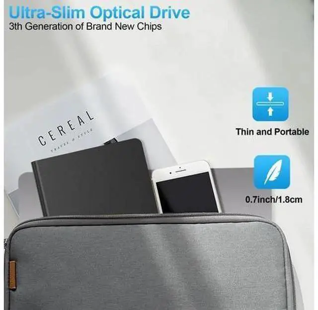 Alt view image 2 of 7 - USB 3.0 & USB C External CD DVD Drive, Portable CD/DVD Burner Reader Writer, External DVD Player Compatible with Laptop Desktop PC, Windows 11/10/8/7, MacBook, Mac OS, Linux