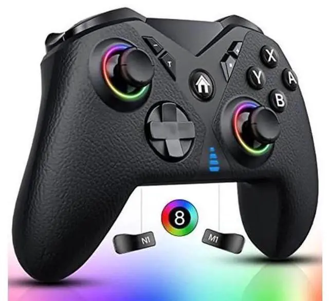 Main image of Wireless Switch Pro Controller for Nintendo Switch/Switch Lite/Switch OLED, Multi-Platform RGB Game Controller Compatible with Windows PC, iOS & Android, Switch Gamepad with LED Lights, Programmable B