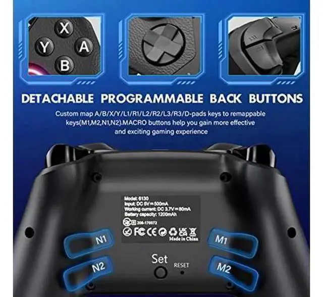 Alt view image 4 of 5 - Wireless Switch Pro Controller for Nintendo Switch/Switch Lite/Switch OLED, Multi-Platform RGB Game Controller Compatible with Windows PC, iOS & Android, Switch Gamepad with LED Lights, Programmable B