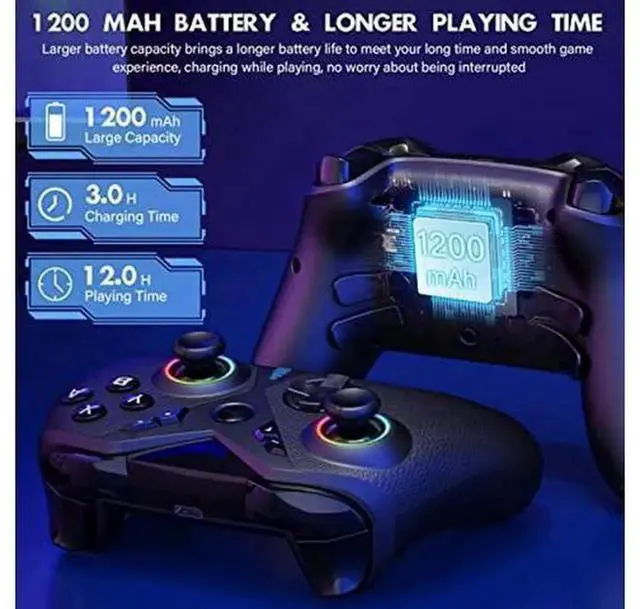Alt view image 5 of 5 - Wireless Switch Pro Controller for Nintendo Switch/Switch Lite/Switch OLED, Multi-Platform RGB Game Controller Compatible with Windows PC, iOS & Android, Switch Gamepad with LED Lights, Programmable B