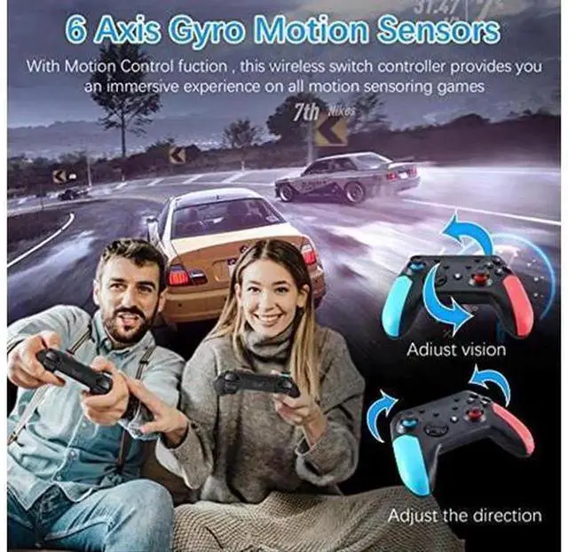 Alt view image 3 of 5 - Wireless Pro Controller for Switch / Switch Lite, Gamepad Joystick with Dual Vibration, Gyro Axis, Adjustable Turbo, Motion Control & Console Wake-Up Function