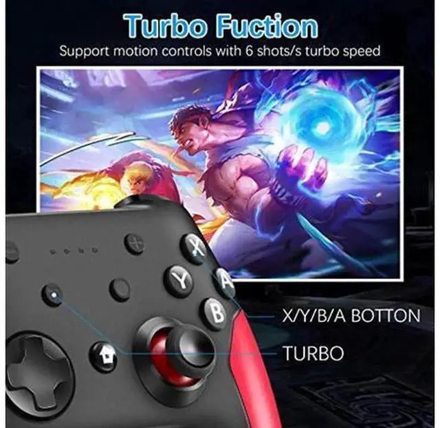 Alt view image 4 of 5 - Wireless Pro Controller for Switch / Switch Lite, Gamepad Joystick with Dual Vibration, Gyro Axis, Adjustable Turbo, Motion Control & Console Wake-Up Function