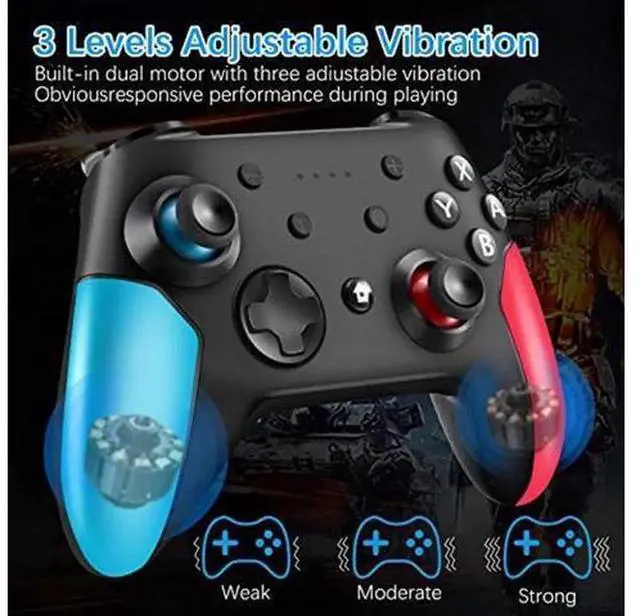 Alt view image 2 of 5 - Wireless Pro Controller for Switch / Switch Lite, Gamepad Joystick with Dual Vibration, Gyro Axis, Adjustable Turbo, Motion Control & Console Wake-Up Function