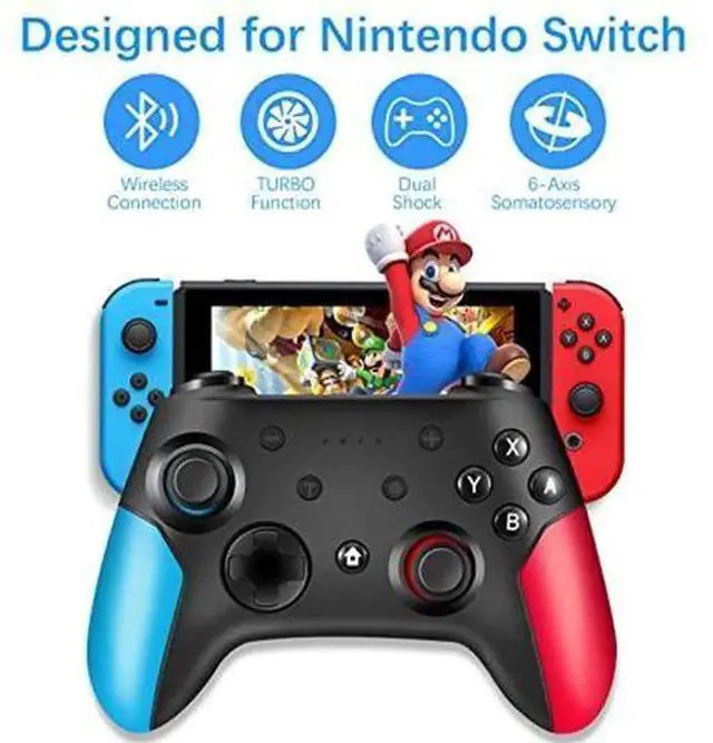 Alt view image 5 of 5 - Wireless Pro Controller for Switch / Switch Lite, Gamepad Joystick with Dual Vibration, Gyro Axis, Adjustable Turbo, Motion Control & Console Wake-Up Function