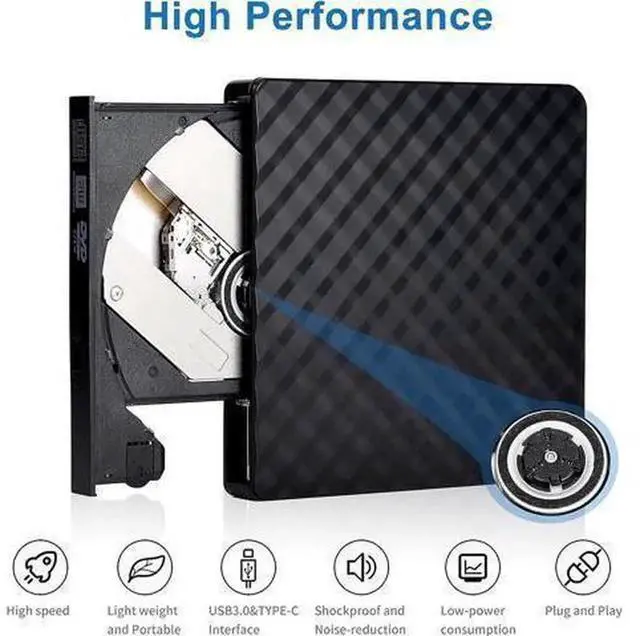 Alt view image 2 of 7 - Type-C & USB 3.0 External CD DVD Drive, Portable CD DVD +/-RW Burner Reader Writer Optical Drive, External DVD Player Compatible with Laptop, Desktop PC, Windows, Mac OS and Linux