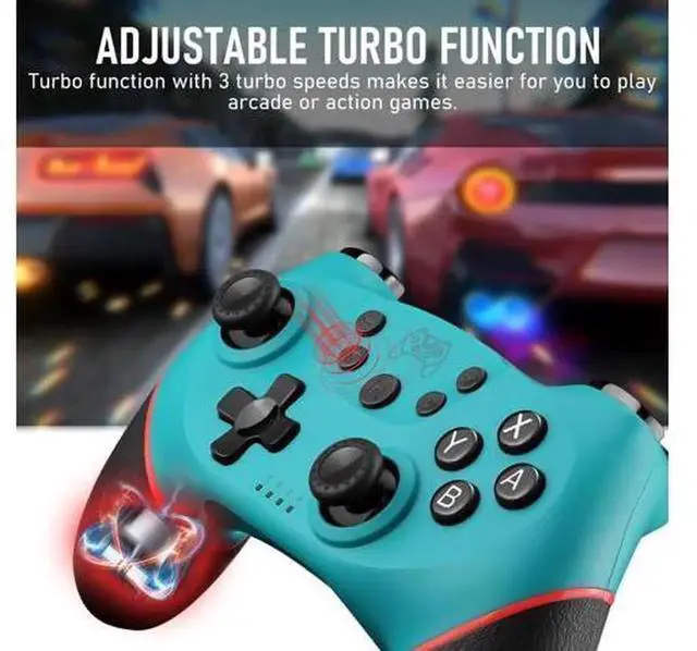 Alt view image 5 of 5 - Wireless Pro Controller for Nintendo Switch/Switch Lite/Switch OLED, Remote Gamepad with Joystick, Adjustable Turbo & Vibration, Ergonomic Non-Slip Design (Blue)