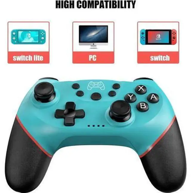 Alt view image 3 of 5 - Wireless Pro Controller for Nintendo Switch/Switch Lite/Switch OLED, Remote Gamepad with Joystick, Adjustable Turbo & Vibration, Ergonomic Non-Slip Design (Blue)