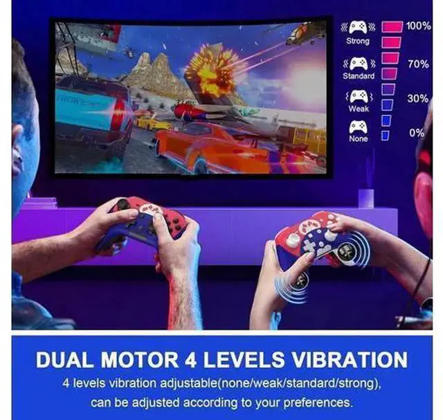 Alt view image 3 of 7 - Wireless Switch Pro Controller for Nintendo Switch/Switch Lite/Switch OLED, Gamepad with 3-Speed Turbo, 4-Level Adjustable Vibration, Six-Axis Motion Control & One-Key Wake Up Function
