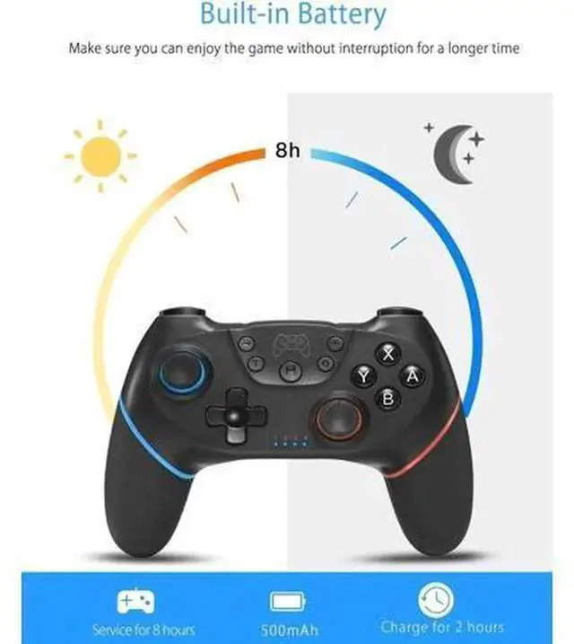 Alt view image 7 of 7 - Wireless Pro Controller for Nintendo Switch/Switch Lite/Switch OLED, Gamepad Joystick with Adjustable Turbo & Vibration, Ergonomic Non-Slip Switch Remote Controller