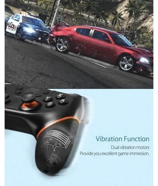 Alt view image 3 of 7 - Wireless Pro Controller for Nintendo Switch/Switch Lite/Switch OLED, Gamepad Joystick with Adjustable Turbo & Vibration, Ergonomic Non-Slip Switch Remote Controller