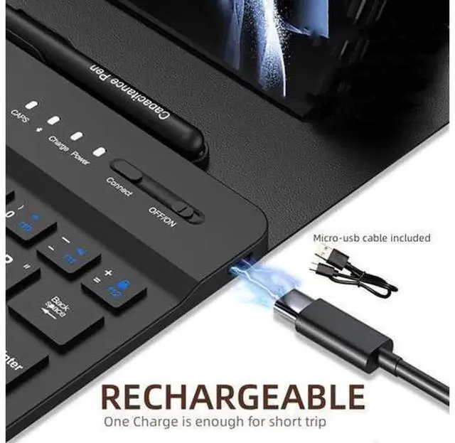 Alt view image 3 of 7 - Wireless Keyboard Case with Mouse Combo for Samsung Galaxy Z Fold 5/Fold 4/Fold 3/Fold 2 & Google Pixel Fold, Portable Magnetic Bluetooth Keyboard, Leather Protective Case with Capacitive Stylus Pen