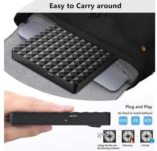 Alt view image 5 of 7 - USB 3.0 & USB C External CD DVD Drive, Slim Portable Low Noise CD/DVD +/-RW Writer Burner Player, Optical Drive Compatible with Laptop Desktop PC, Windows 11/10/8/7/XP, Linux and MacOS