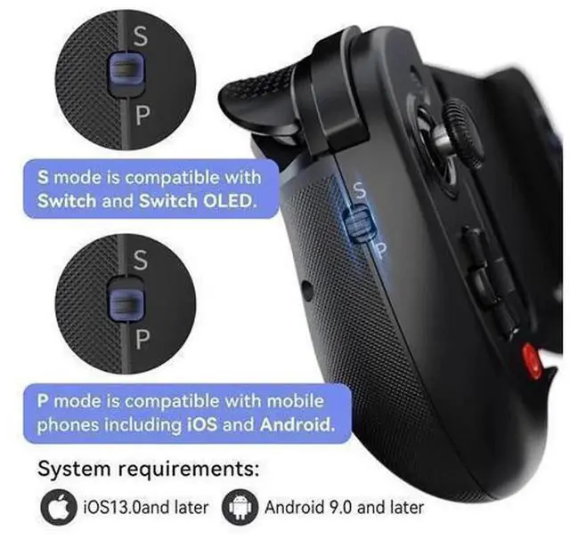 Alt view image 6 of 7 - Mobile Game Controller, Compatible with iPhone, Android, Switch, Switch OLED, Hall Effect Joystick, Portable Phone Gamepad for Xbox Cloud, PlayStation Remote Play, Call of Duty, Roblox, Fortnite