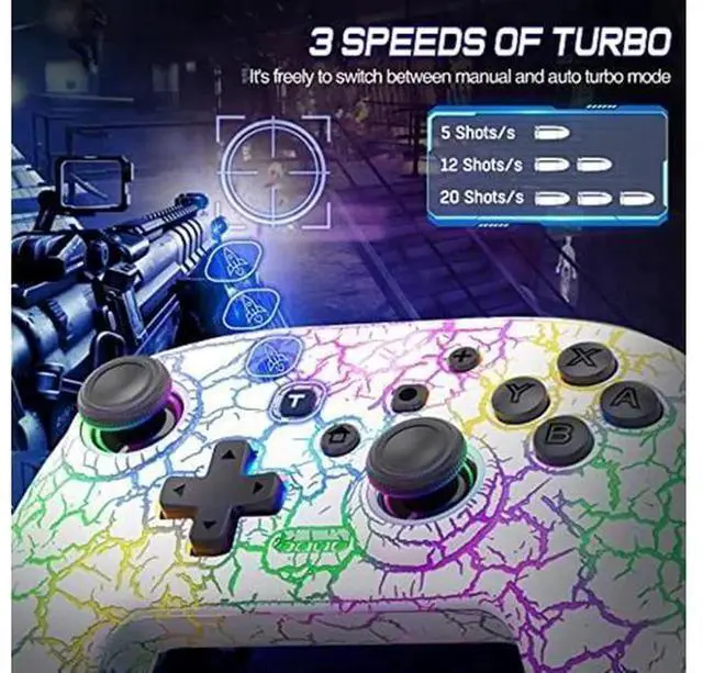 Alt view image 5 of 5 - Wireless Switch Pro Controller, Compatible with Nintendo Switch/Switch Lite/Switch OLED, Multi-Platform Game Controller for PC, iOS, Android, 9 Adjustable LED Lights, Programmable Buttons, TURBO Funct