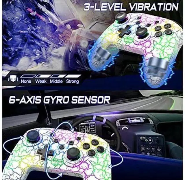 Alt view image 3 of 5 - Wireless Switch Pro Controller, Compatible with Nintendo Switch/Switch Lite/Switch OLED, Multi-Platform Game Controller for PC, iOS, Android, 9 Adjustable LED Lights, Programmable Buttons, TURBO Funct
