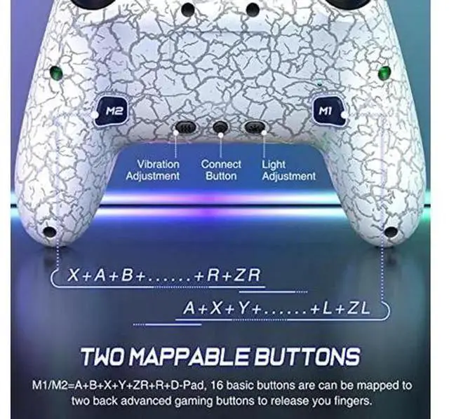 Alt view image 2 of 5 - Wireless Switch Pro Controller, Compatible with Nintendo Switch/Switch Lite/Switch OLED, Multi-Platform Game Controller for PC, iOS, Android, 9 Adjustable LED Lights, Programmable Buttons, TURBO Funct