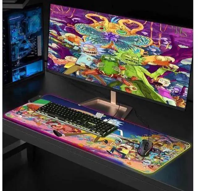 Alt view image 6 of 6 - Large RGB Gaming Mouse Pad 80x30cm, Extended Soft LED Glowing Mouse Mat, USB Powered Light Up Keyboard Pad, Waterproof Surface with Non-Slip Rubber Base for PC Gaming